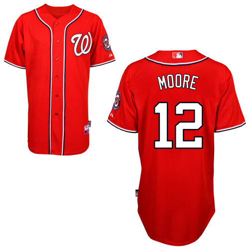 Tyler Moore #12 Youth Baseball Jersey-Washington Nationals Authentic Alternate 1 Red Cool Base MLB Jersey